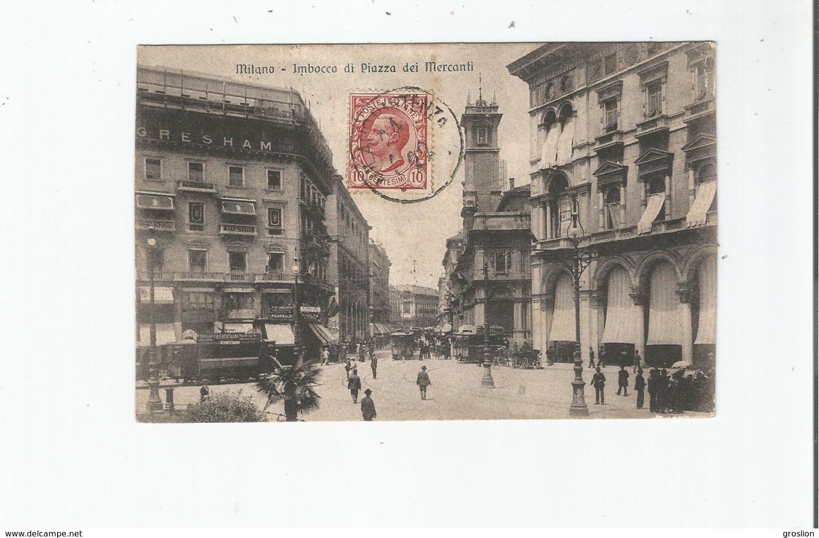 MILANO IMBOCCO DI PIAZZA DEI MERCANTI 1910 - Milano