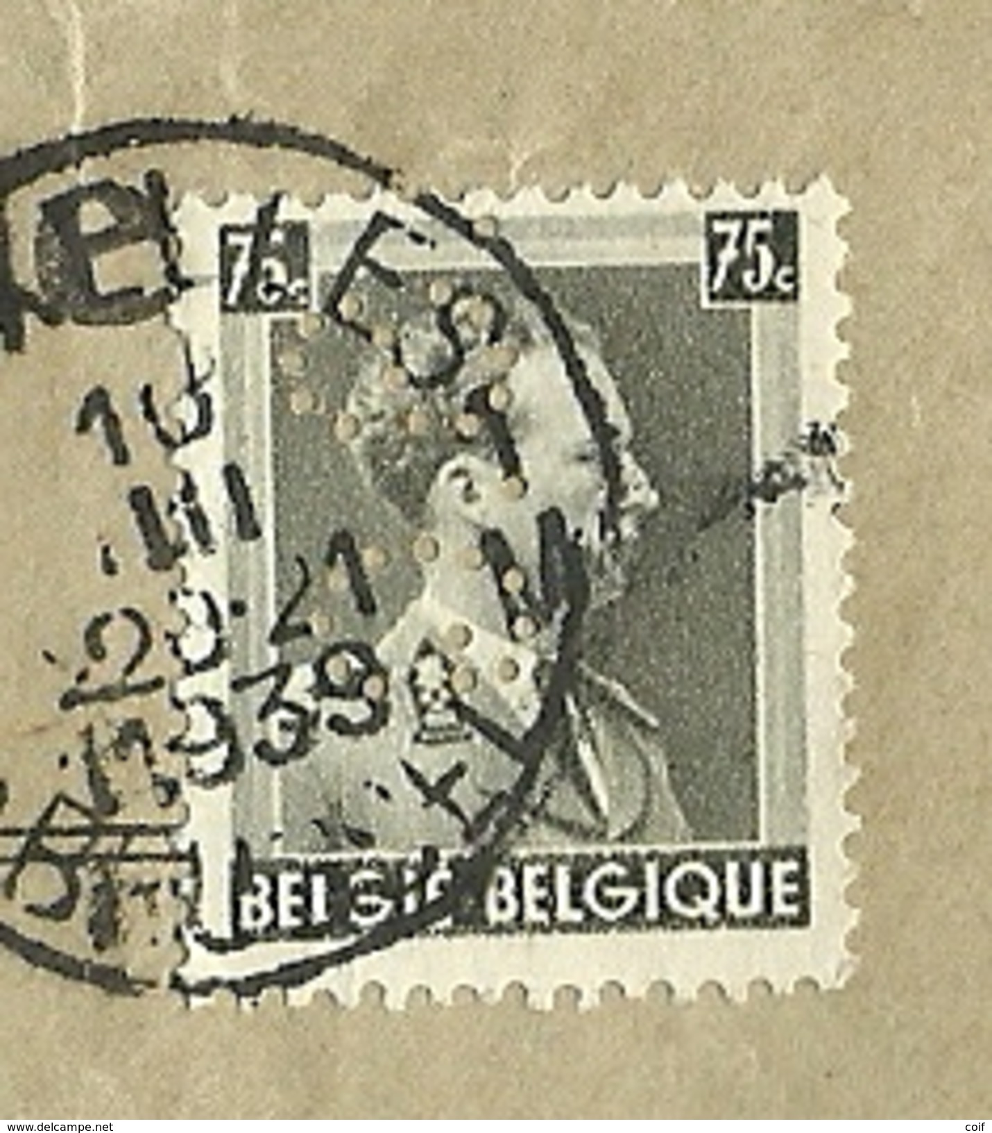 408 Op Brief (voorzijde) Stempel BRUXELLES, Met Firmaperforatie (perfin) "S.G." Van Banque Societe Generale De Belgique - 1934-51