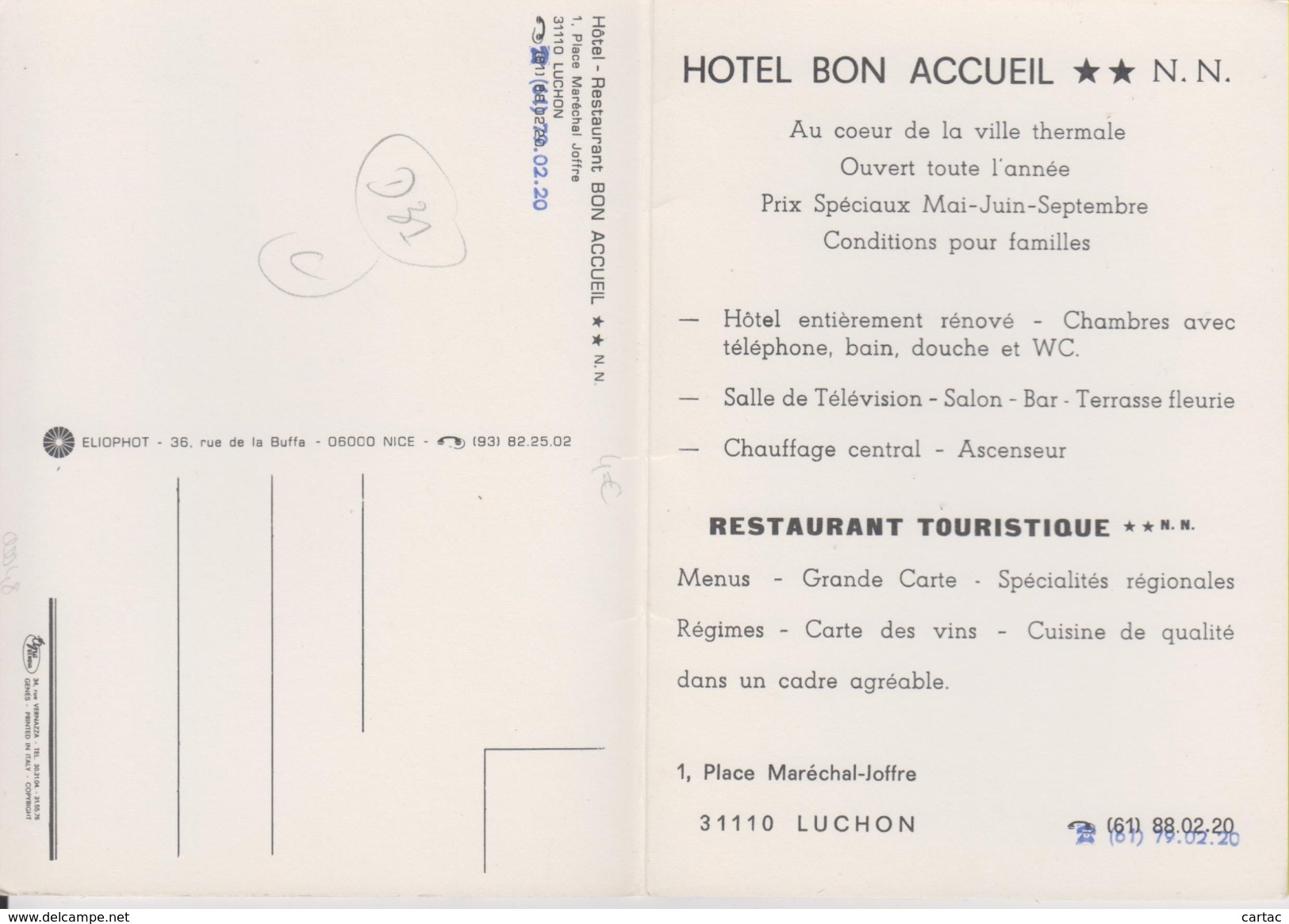 D31 - LUCHON - HOTEL BON ACCUEIL - RESTAURANT TOURISTIQUE - CPSM DOUBLE Grand Format - Luchon