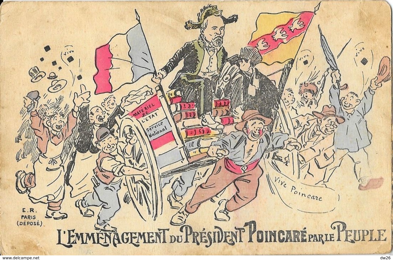 L'Emménagement Du Président Poincaré Par Le Peuple - Carte E.R. Paris, Non écrite - Satirisch