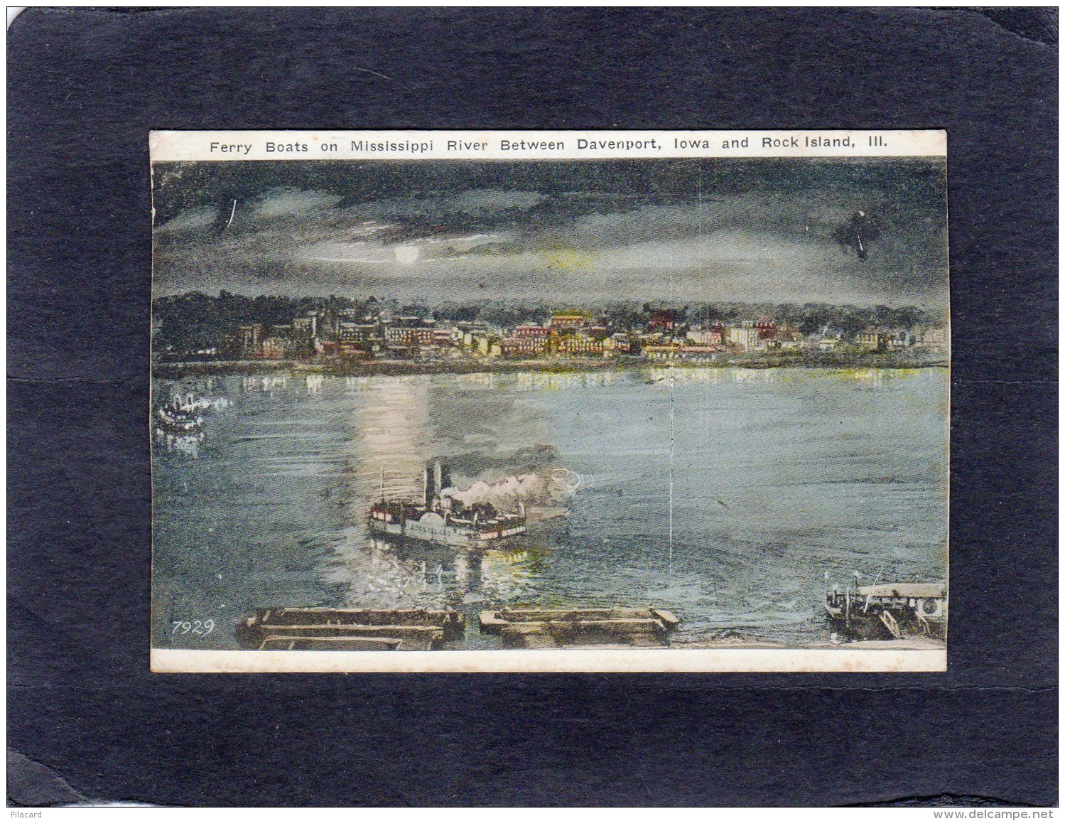 68000   Stati  Uniti,   Ferry Boats On Mississippi River Between  Davenport, Iowa And  Rock Island, III.,   NV(scritta) - Davenport