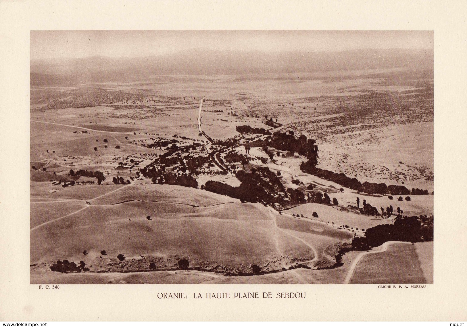 ALGERIE, ORANIE: LA HAUTE PLAINE DE SEBDOU, Planche Densité = 200g, Format 20 X 29 Cm, (Moreau) - Aardrijkskunde