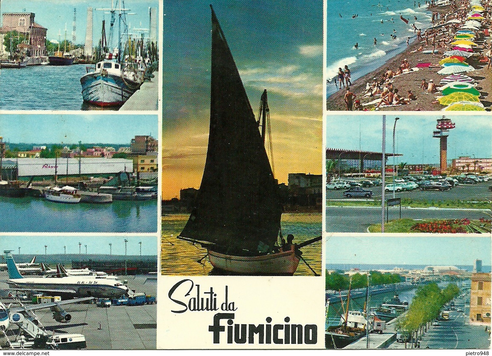 Fiumicino (Roma) Vedute E Scorci Panoramici: Porto Canale, Spiaggia, Aeroporto E Torre Di Controllo - Fiumicino