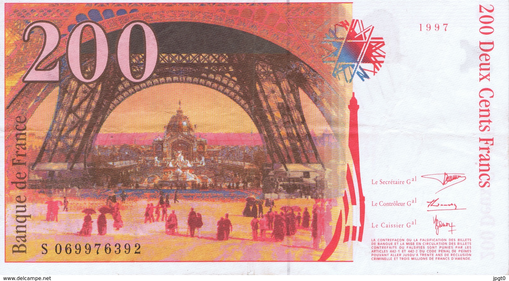 Billet De 200 Francs  Eiffel 1997 - 200 F 1995-1999 ''Eiffel''