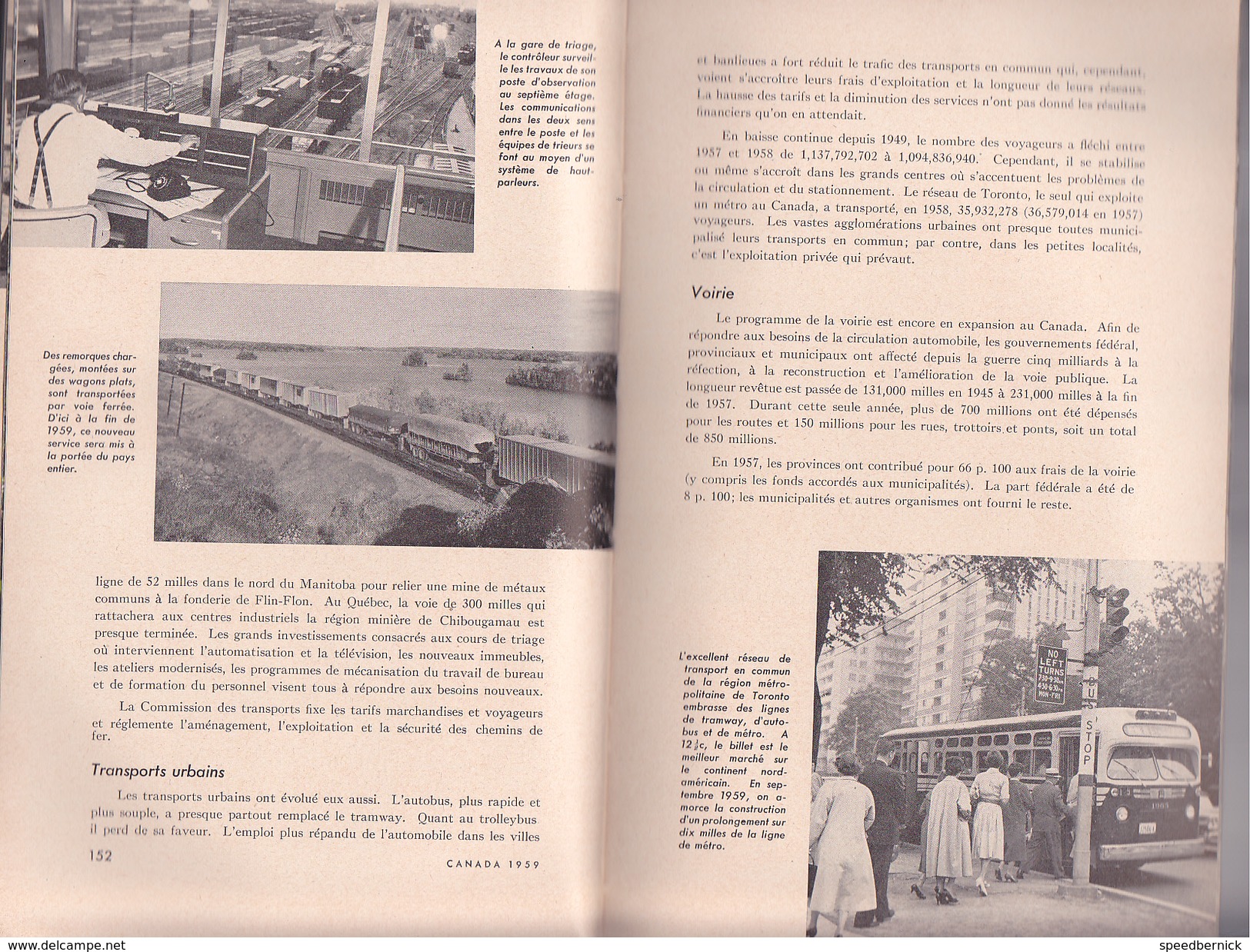 CANADA En 1959 -ed Francaise -situation Actuelle Progres Récent - Carte,  Photos Nombreuses 337 Pages - Autres & Non Classés