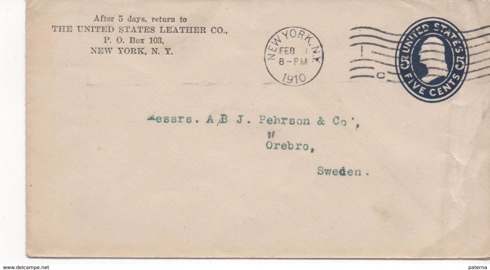 2662  Sobre Entero  Postal  1910, Estados Unidos. New York , - 1901-20