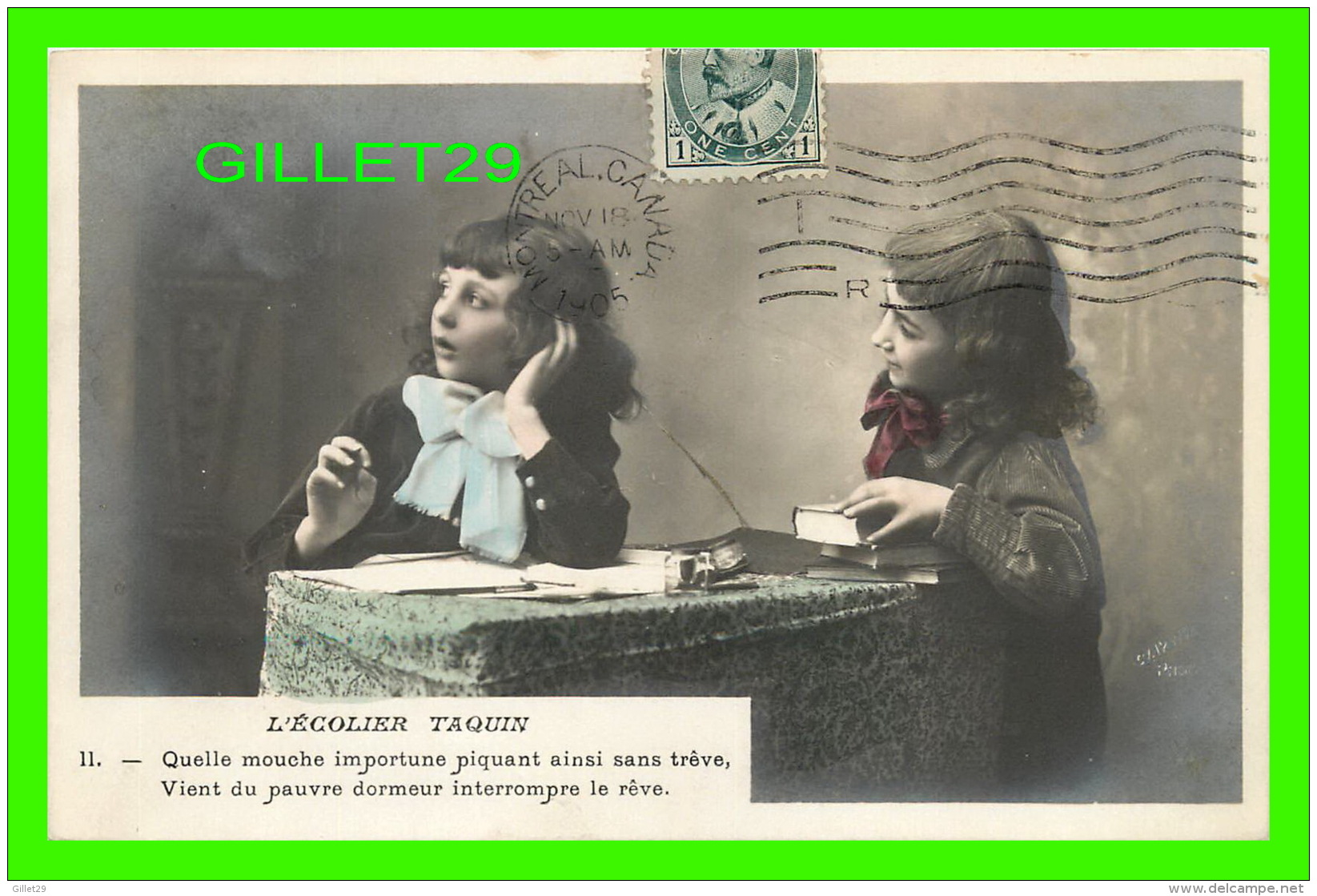 ENFANTS - L'ÉCOLIER TAQUIN - QUELLE MOUCHE IMPORTUNE PIQUANT AINSI SAN TRÊVE -  CIRCULÉE EN 1905  SÉRIE No 739-2 - - Groupes D'enfants & Familles