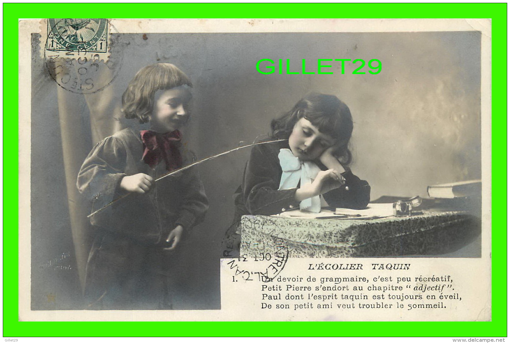 ENFANTS - L'ÉCOLIER TAQUIN - UN DEVOIR DE GRAMMAIRE -  CIRCULÉE EN 1905  SÉRIE No 739-1 - - Groupes D'enfants & Familles