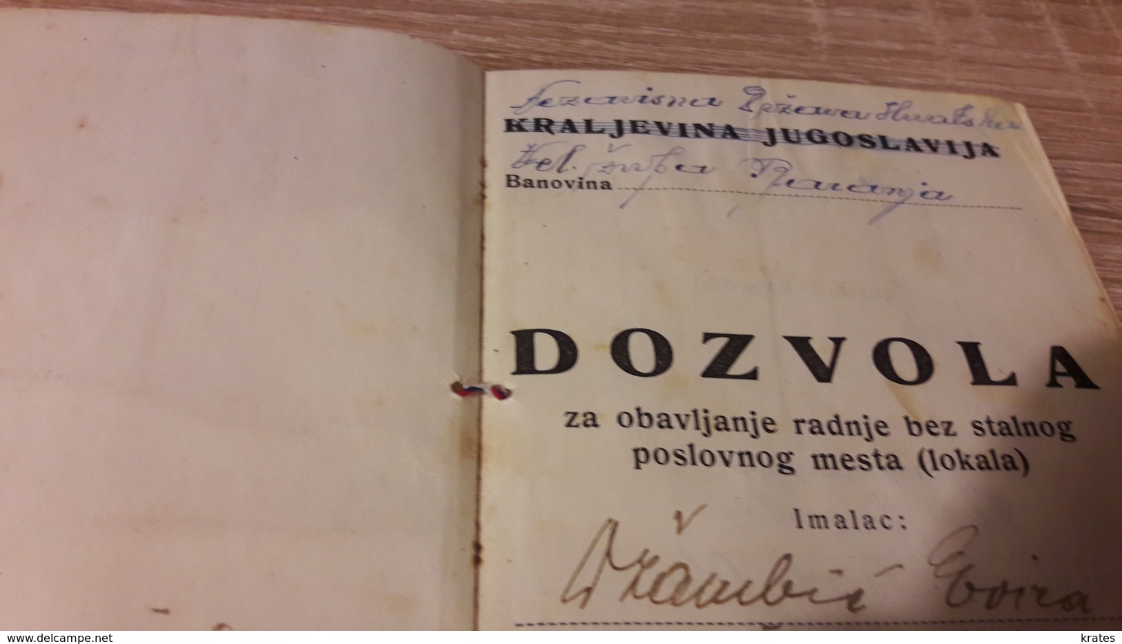 Old Personal Document - Permission To Work, Croatia, NDH  1944 - Andere & Zonder Classificatie