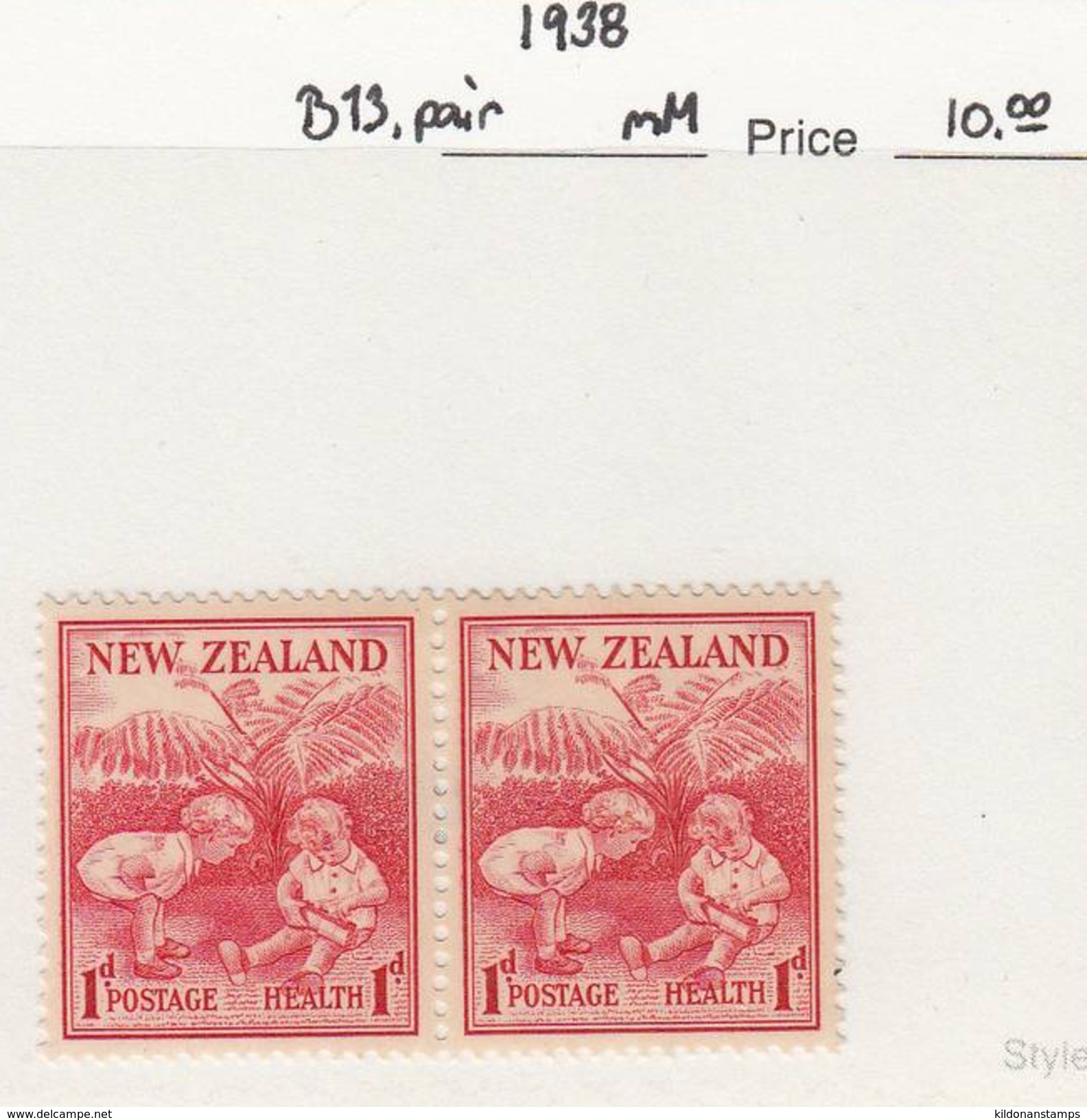 New Zealand 1938 Health, Mint Mounted, Pair, Sc# B13 - Unused Stamps