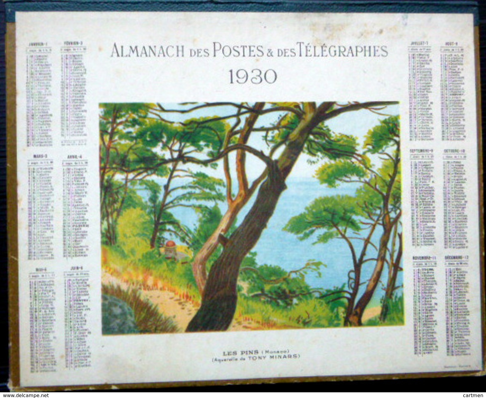 CALENDRIER ALMANACH DES POSTES PTT 1930 LES PINS  DEPARTEMENT DU CHER   POSTES ET TELECOMMUNICATION - Formato Grande : 1921-40