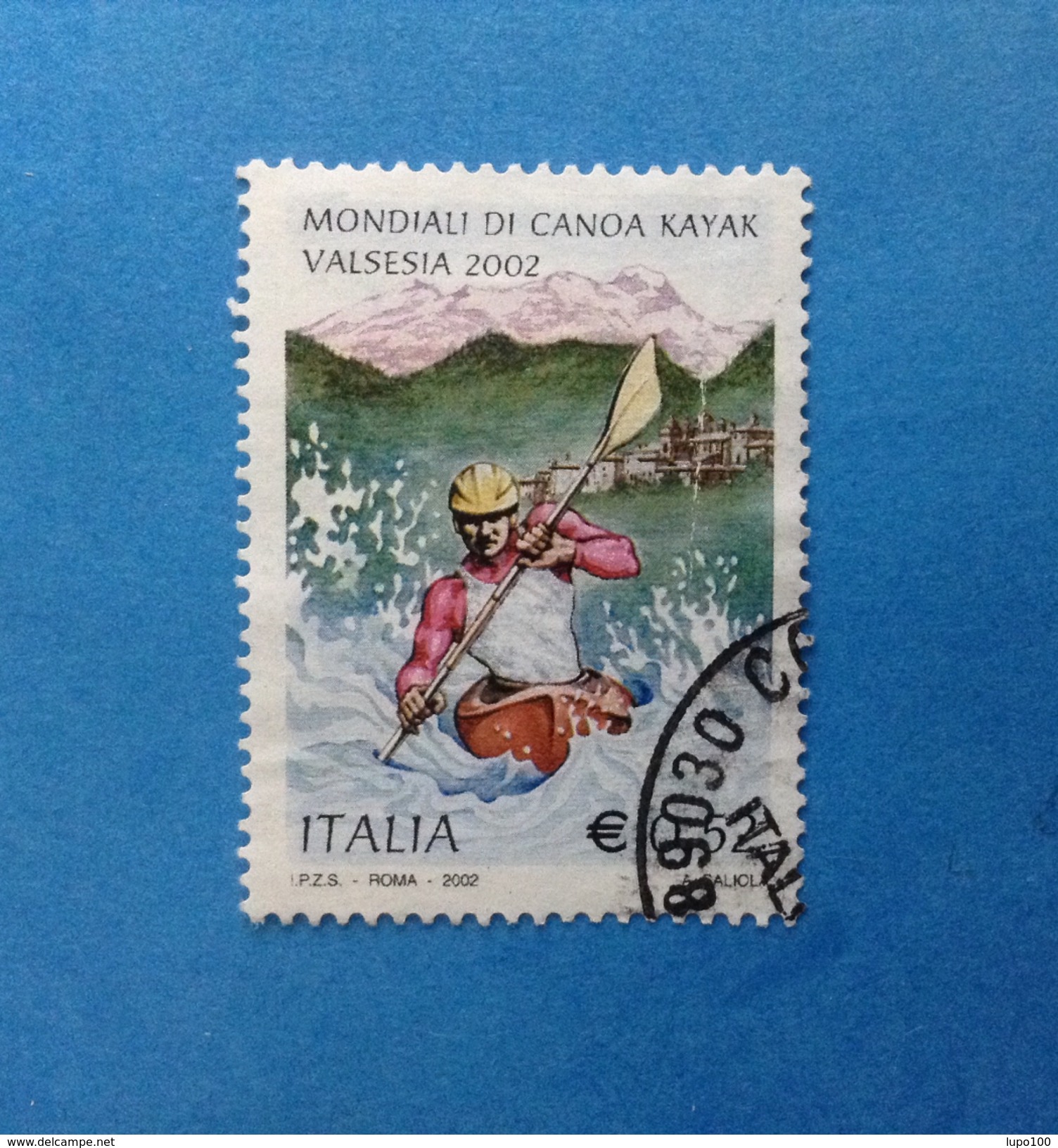 2002 ITALIA FRANCOBOLLO USATO STAMP USED MONDIALI CANOA KAYAK - 2001-10: Usati