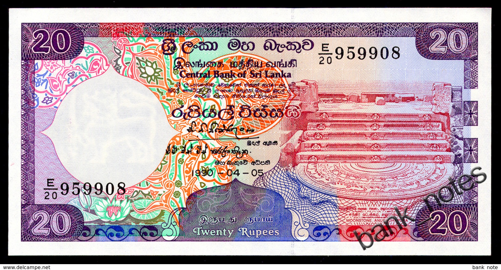 SRI LANKA 20 RUPEES 1990 Pick 97c Unc - Sri Lanka