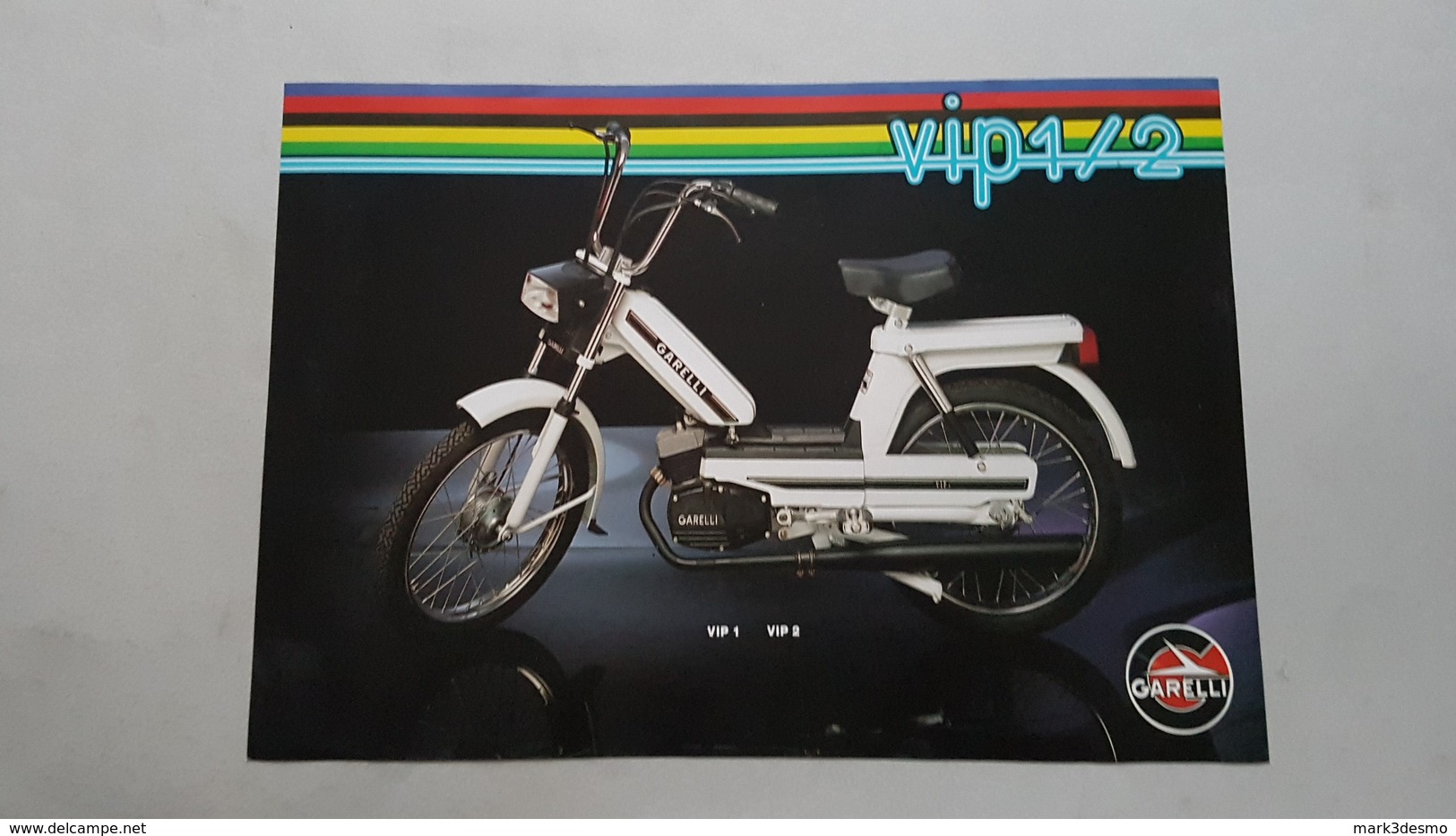 Garelli VIP 1-2 50 Ciclomotore Moto Depliant Originale Anni '80 - Genuine Moped Motorcycle Brochure - Prospekt - Motores