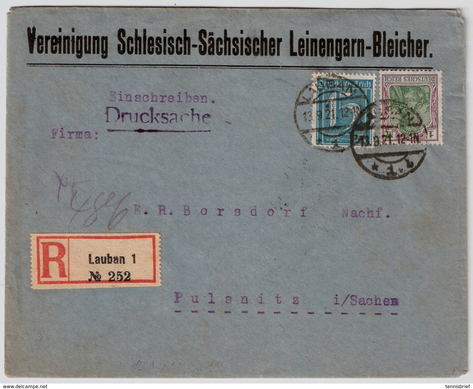 1921, Portogerechte Reko-Drucksache! , #7350 - Briefe U. Dokumente