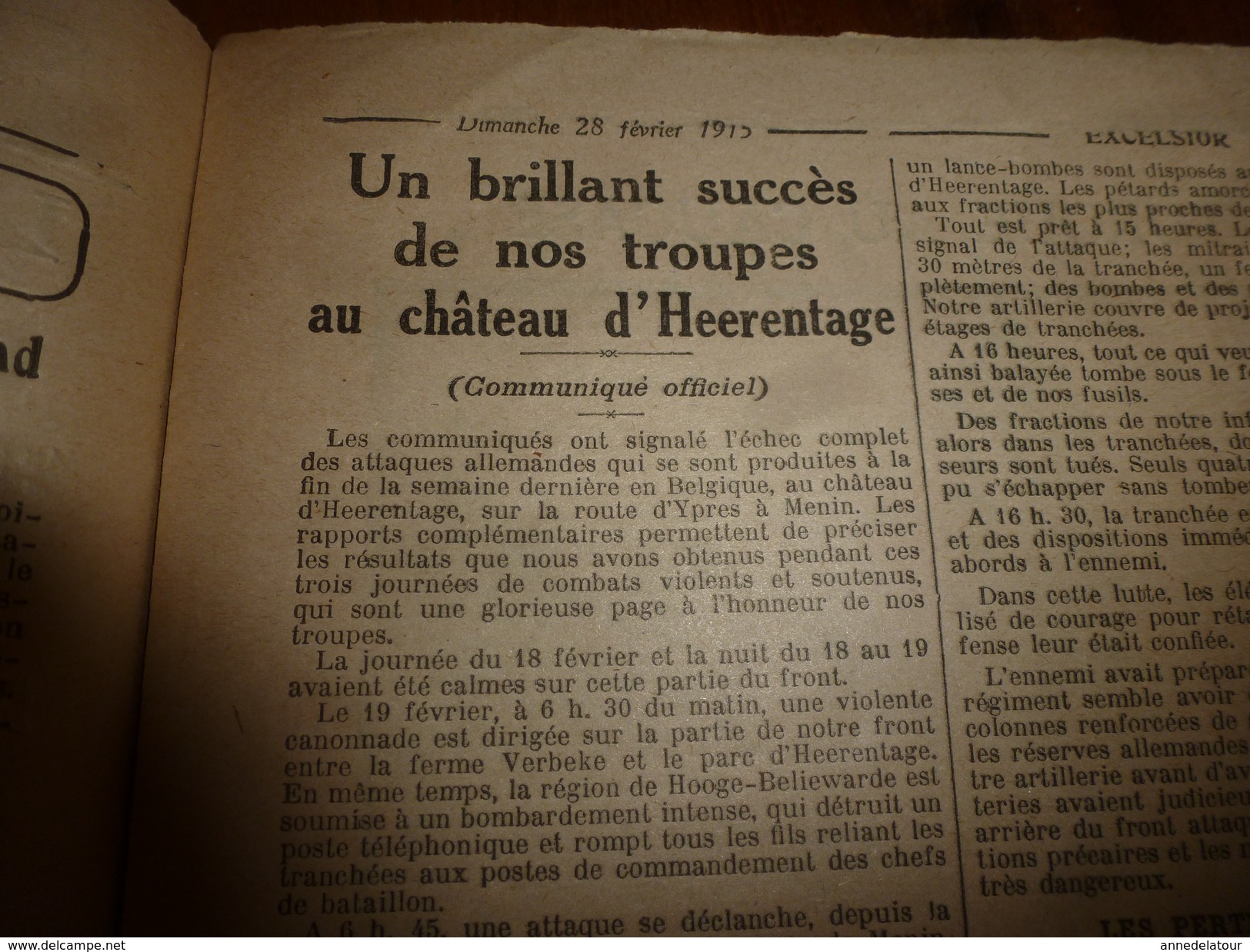 1915 EXCELSIOR :Chanson Le Pain KK; Sus sur HEERENTAGE; Sary-Kamych;Histoire du chien Pervyse; MOULIN-ROUGE incendié;etc