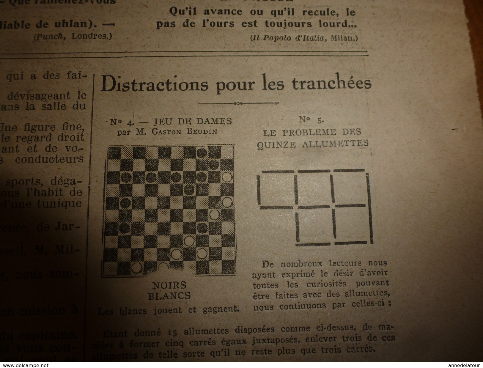 1915 EXCELSIOR :Chanson Le Pain KK; Sus sur HEERENTAGE; Sary-Kamych;Histoire du chien Pervyse; MOULIN-ROUGE incendié;etc