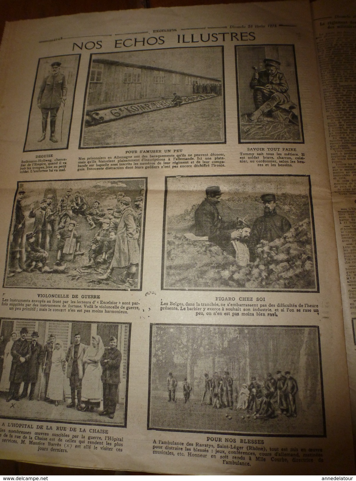 1915 EXCELSIOR :Chanson Le Pain KK; Sus sur HEERENTAGE; Sary-Kamych;Histoire du chien Pervyse; MOULIN-ROUGE incendié;etc