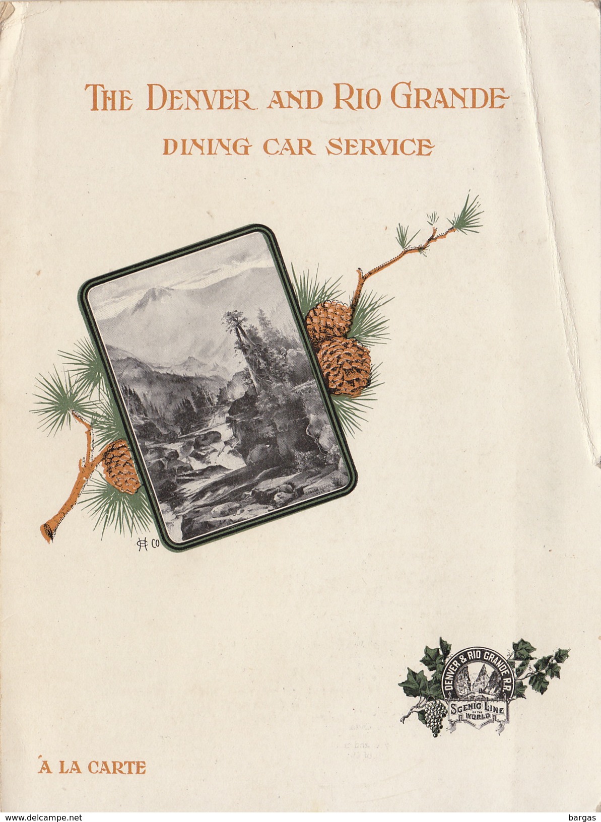 Menu 1904 Train Chemin De Fer THE DENVER AND RIO GRANDE DINING CAR SERVICE EN DEUX VOLETS - Menus