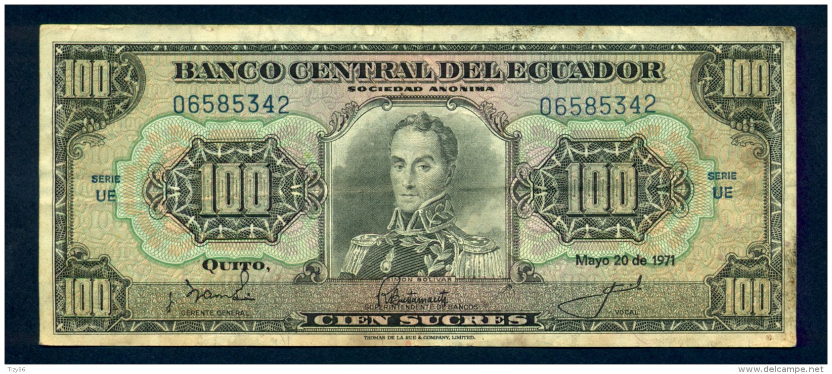 Ecuador - 100 Sucre 20/5/1971 BB - Equateur