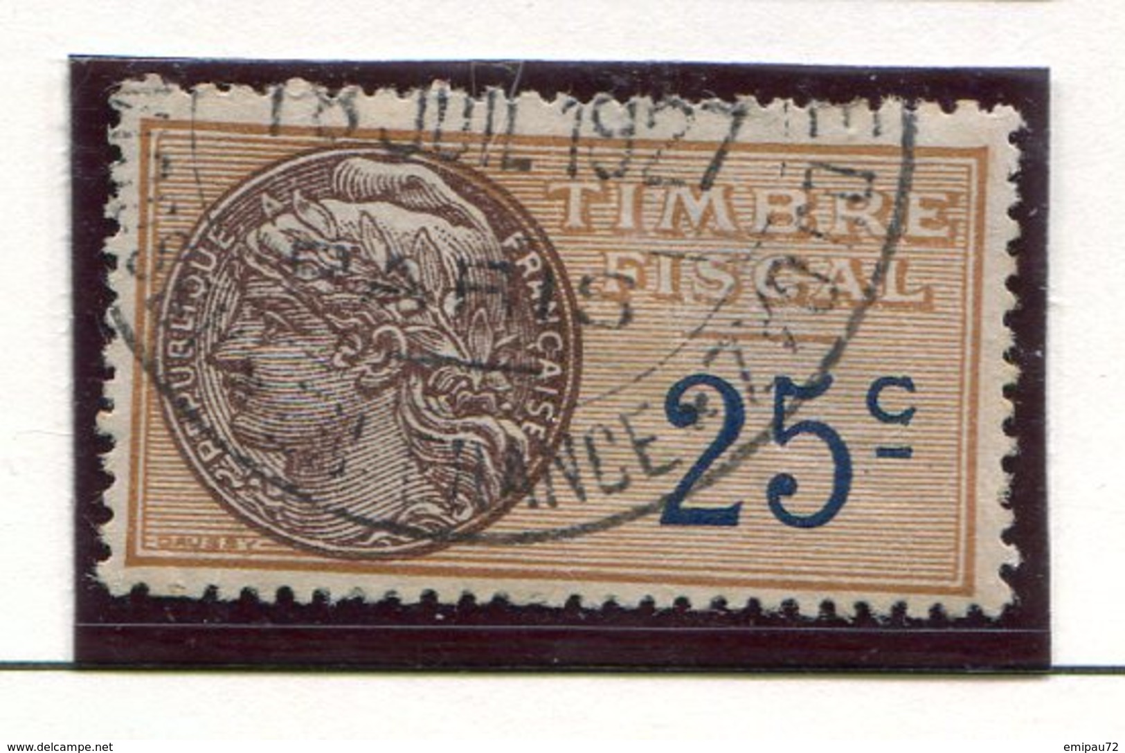 FRANCE- Timbre Fiscal Y&T N°9 De 1925- Oblitéré - Other & Unclassified