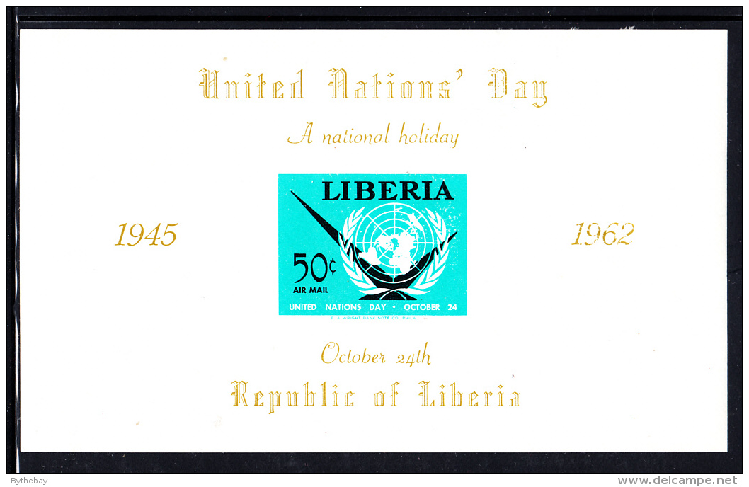 Liberia MNH 1962 #C145 Souvenir Sheet Imperf 50c United Nations Day - Autres & Non Classés