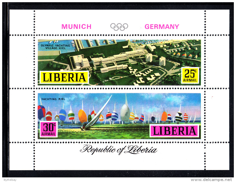 Liberia MNH 1971 #C187 Souvenir Sheet Of 2 Yachting 1972 Munich Summer Olympics - Liberia