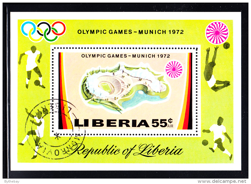 Liberia Used 1971 #C192 Souvenir Sheet 55c Olympic Stadium 1972 Munich Summer Olympics - Liberia