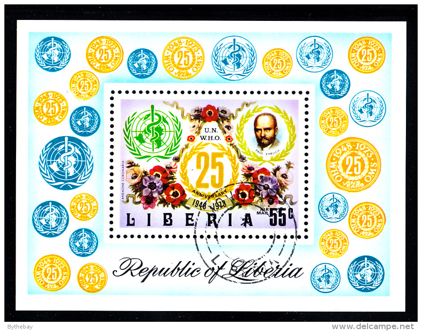 Liberia Used 1973 #C198 Souvenir Sheet 55c WHO 25th Anniversary - Liberia