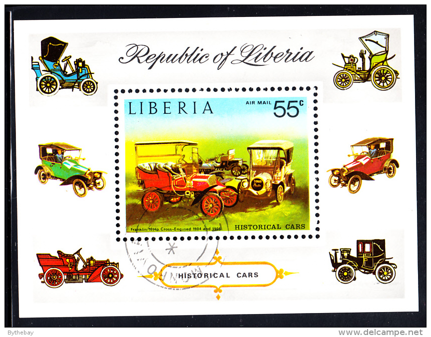 Liberia Used 1973 #C199 Souvenir Sheet 55c Franklin 10HP Cross-engined Automobiles - Liberia