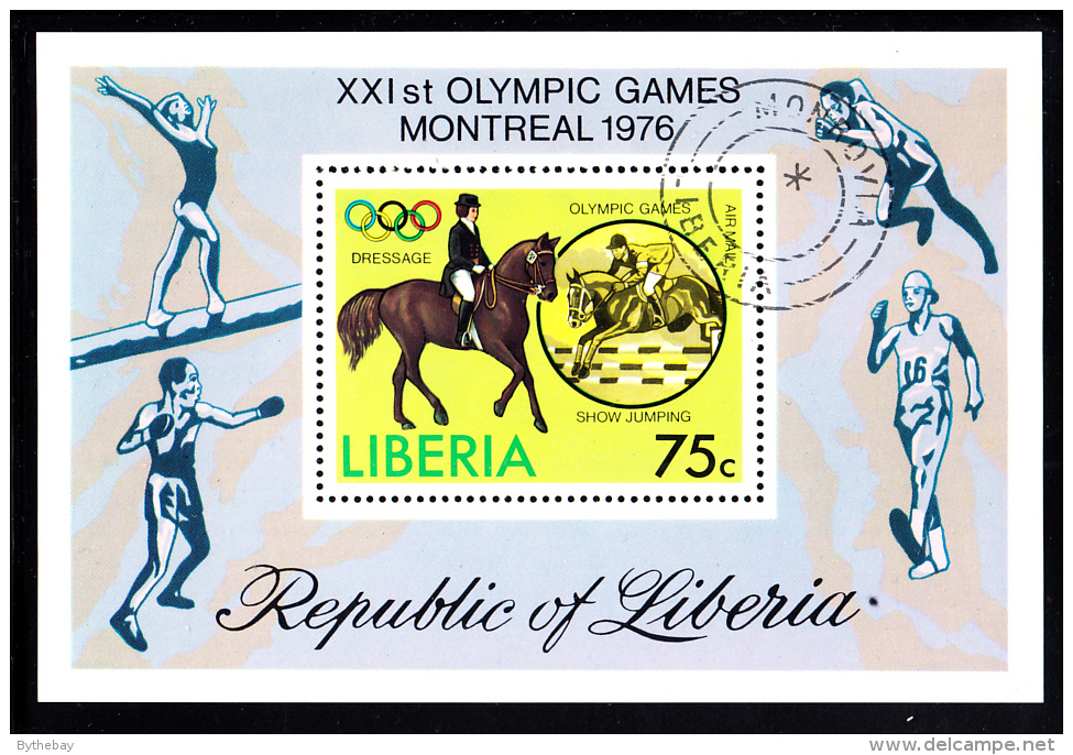 Liberia Used 1976 #C211 Souvenir Sheet 75c Dressage 1976 Summer Olympics - Liberia