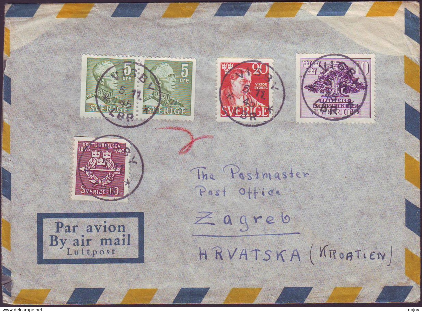 SWEDEN - AIRMAIL COVER - VISBY To Zagreb - 1945 - Briefe U. Dokumente