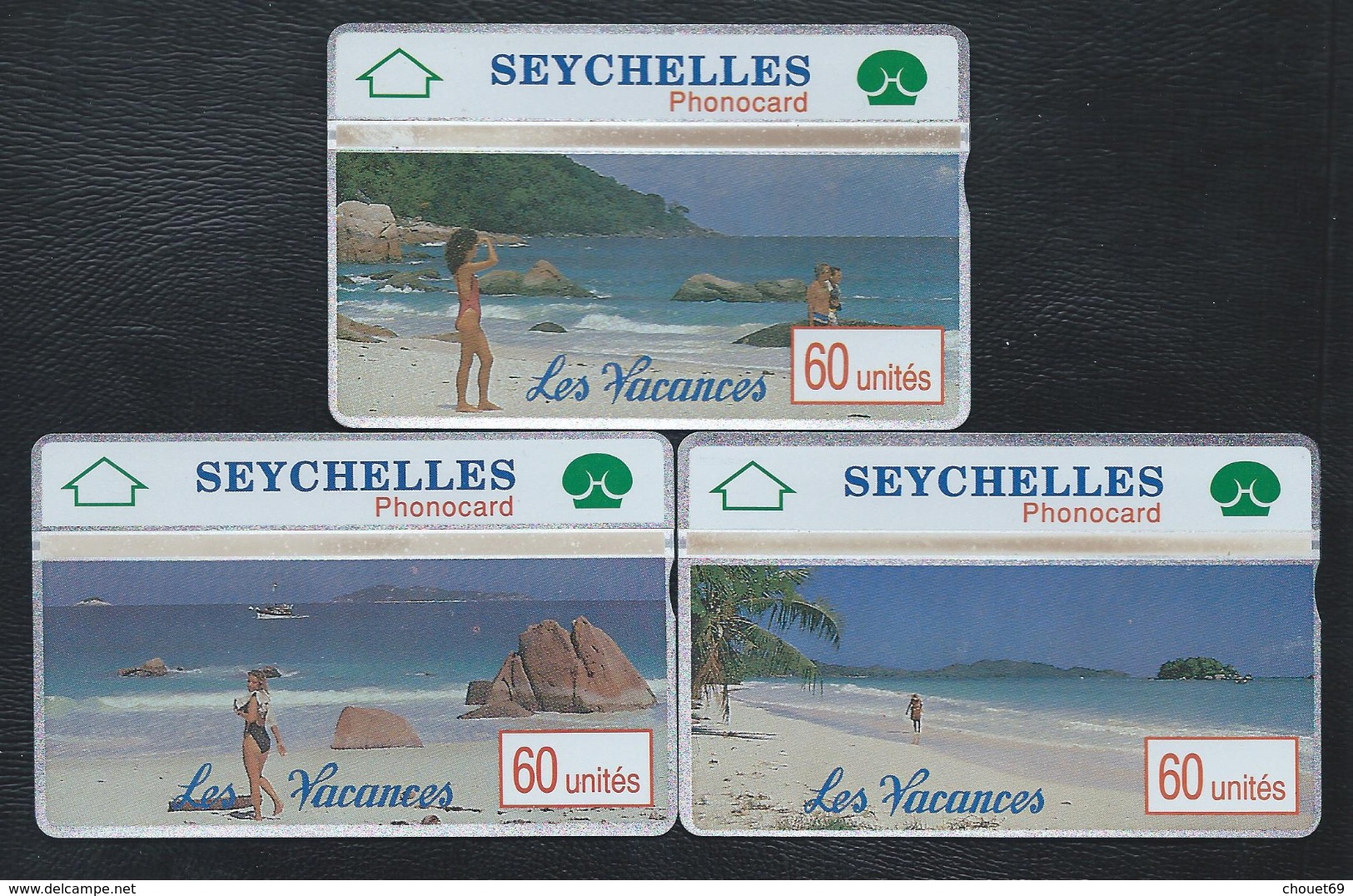 SEYCHELLES SEY07-8-9 3 Cards 60u Holidays Vacances 002A Mint Rare L&G - Seychelles