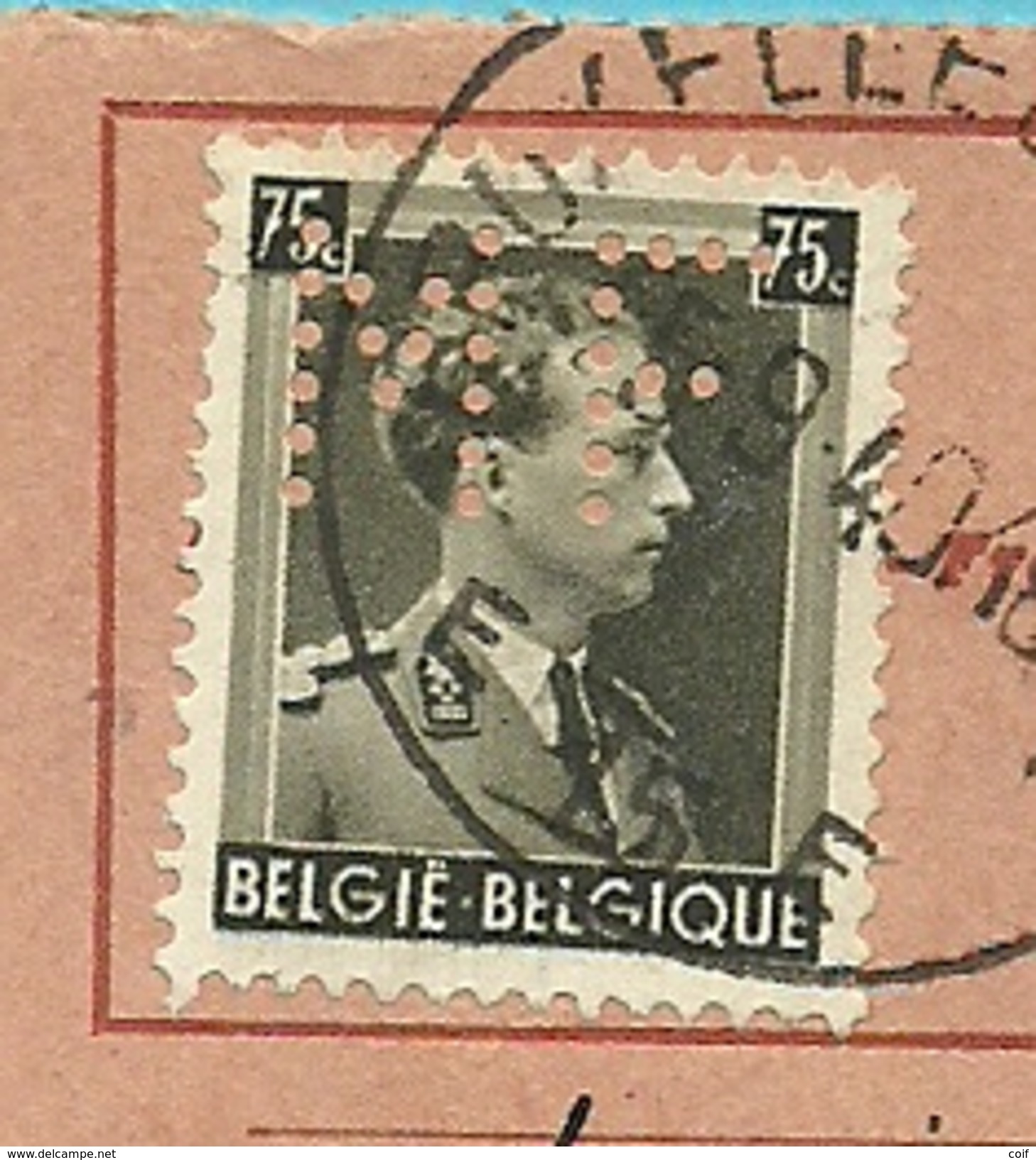 480 Op Ontvangkaart (Carte-recepisse) Met Stempel BRUXELLES, Met Firmaperforatie (perfin) "MF" Imprimerie MYNCKE - 1934-51