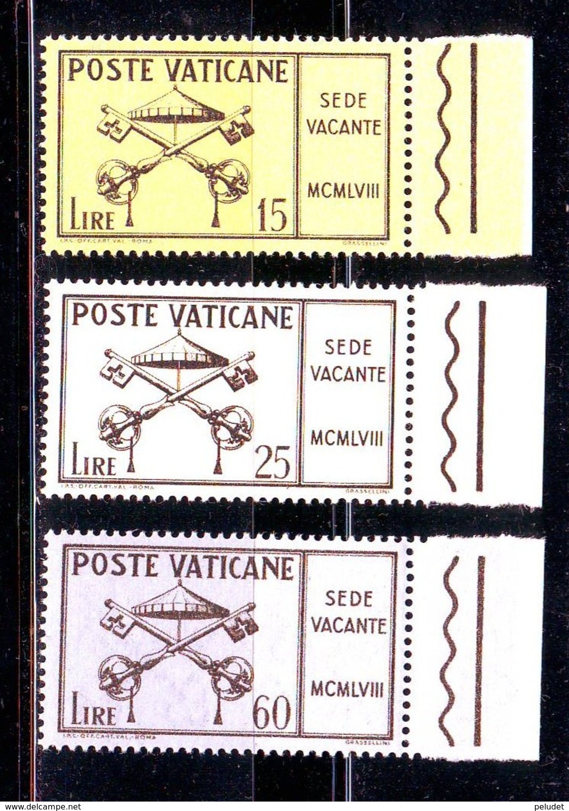 Vaticano Vatican 1958 Sede Vacante MCMLVIII  3v ** Mi 300-02, Sn 247-49, Yt 265-67, Sg 279-81, Sas 247-49, Un 247-49 - Nuevos