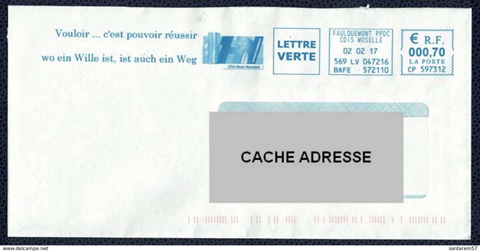 France EMA Empreinte Machine à Affranchir Lycée CFA Henri Nominé 57215 Sarreguemines - EMA (Empreintes Machines à Affranchir)