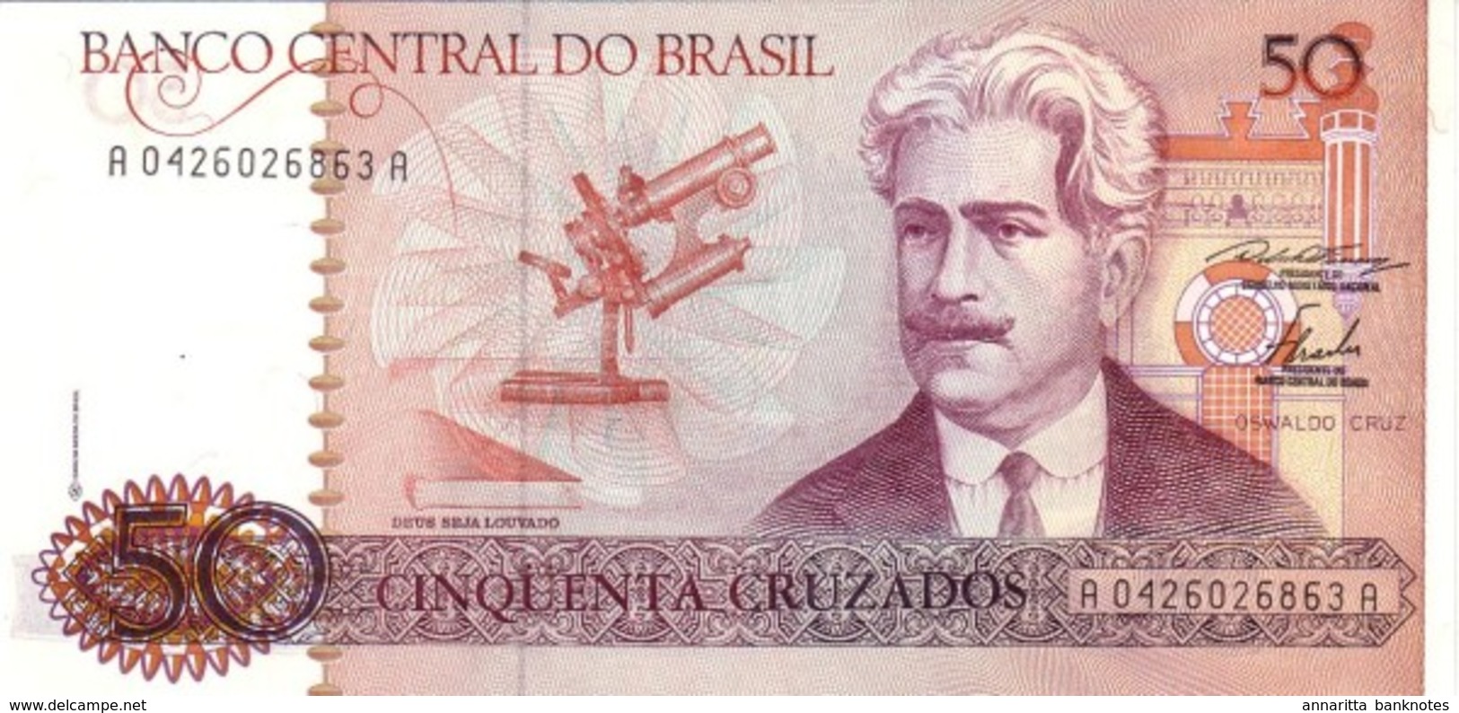 BRAZIL 50 CRUZADOS ND (1986) P-210 UNC SIGN. FUNARO & BRACHER [BR832a] - Brazilië