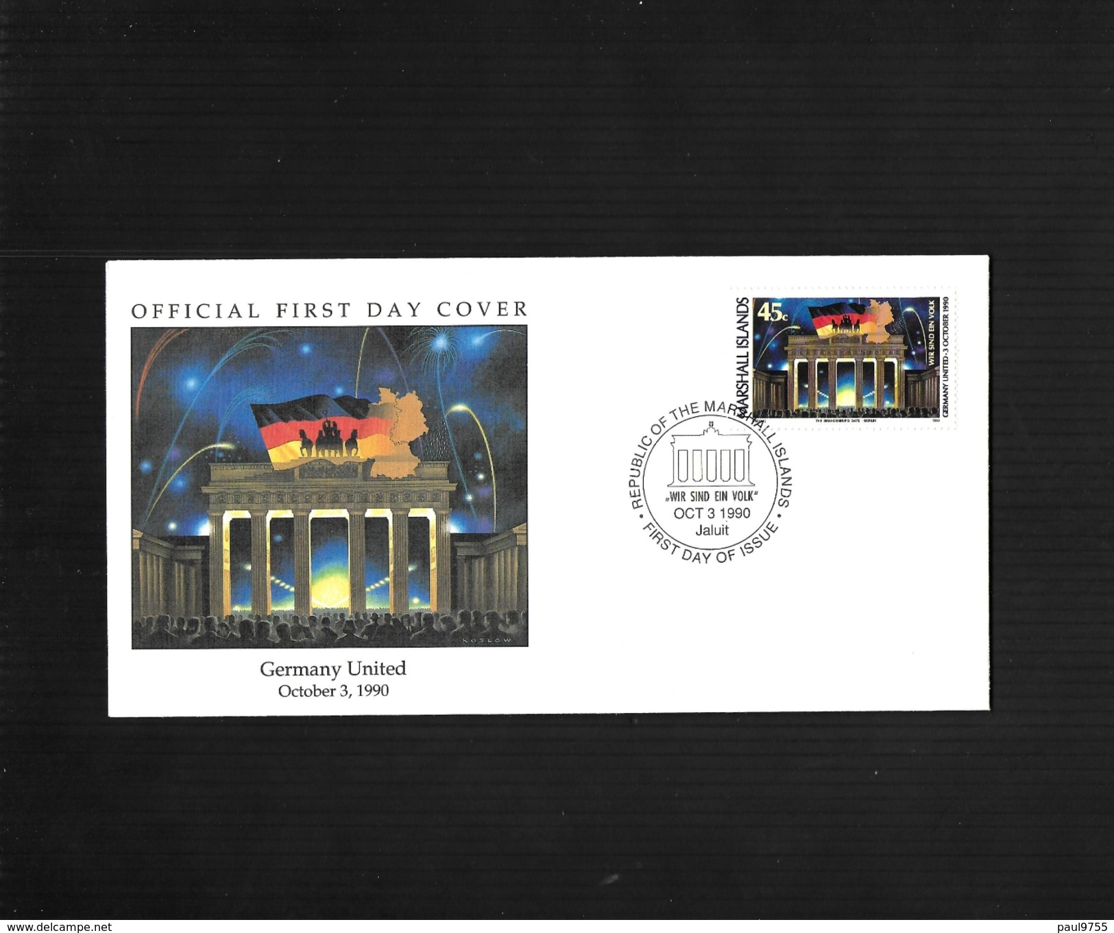 MARSHALL ISLANDS 03/10/1990 FDC GERMANY UNITED-UNITE DE L'ALLEMAGNE - Marshall