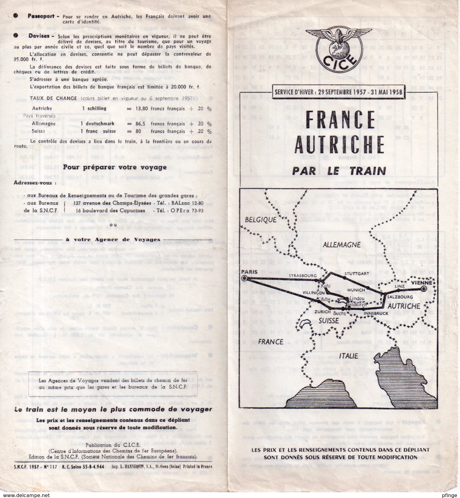 France Autriche Par Le Train, 1957 - Europe