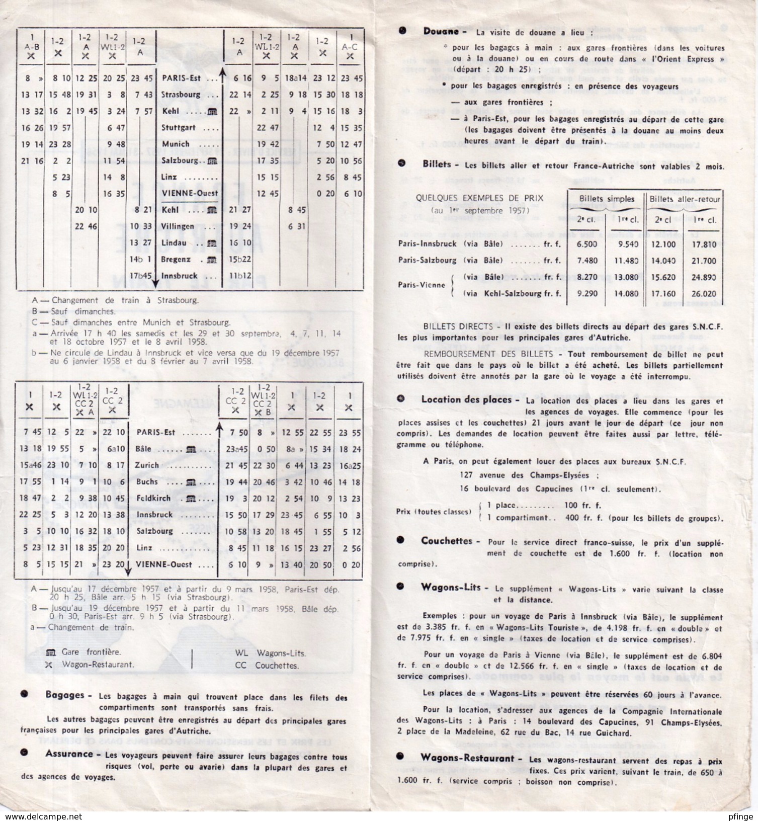 France Autriche Par Le Train, 1957 - Europa