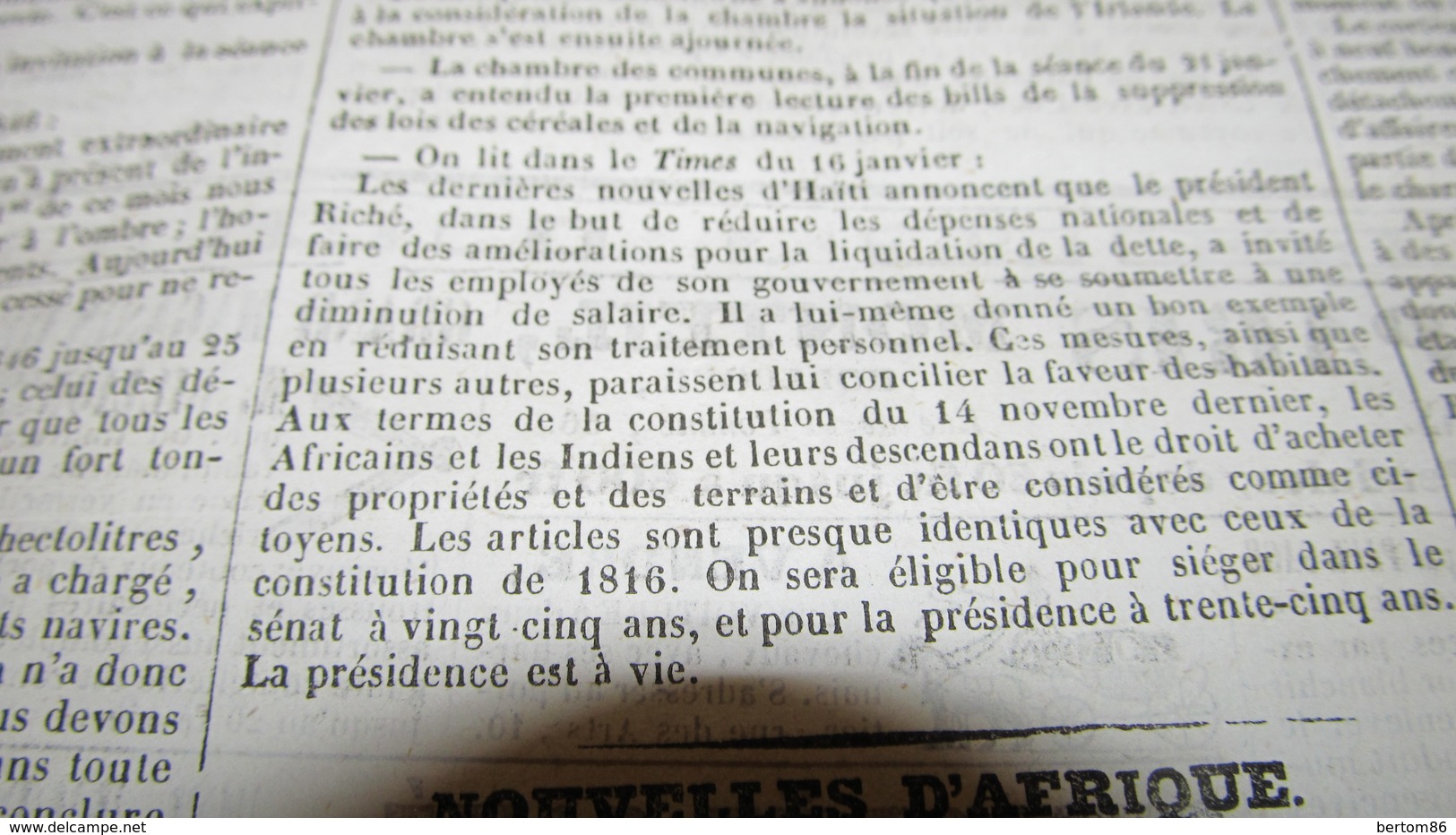 HAÏTI - DERNIERES NOUVELLES - JEAN-BAPTISTE RICHE / INDRE , LES CUIRASSIERS AU BLANC - 1847 ( JOURNAL DE TOULOUSE.) - 1800 - 1849