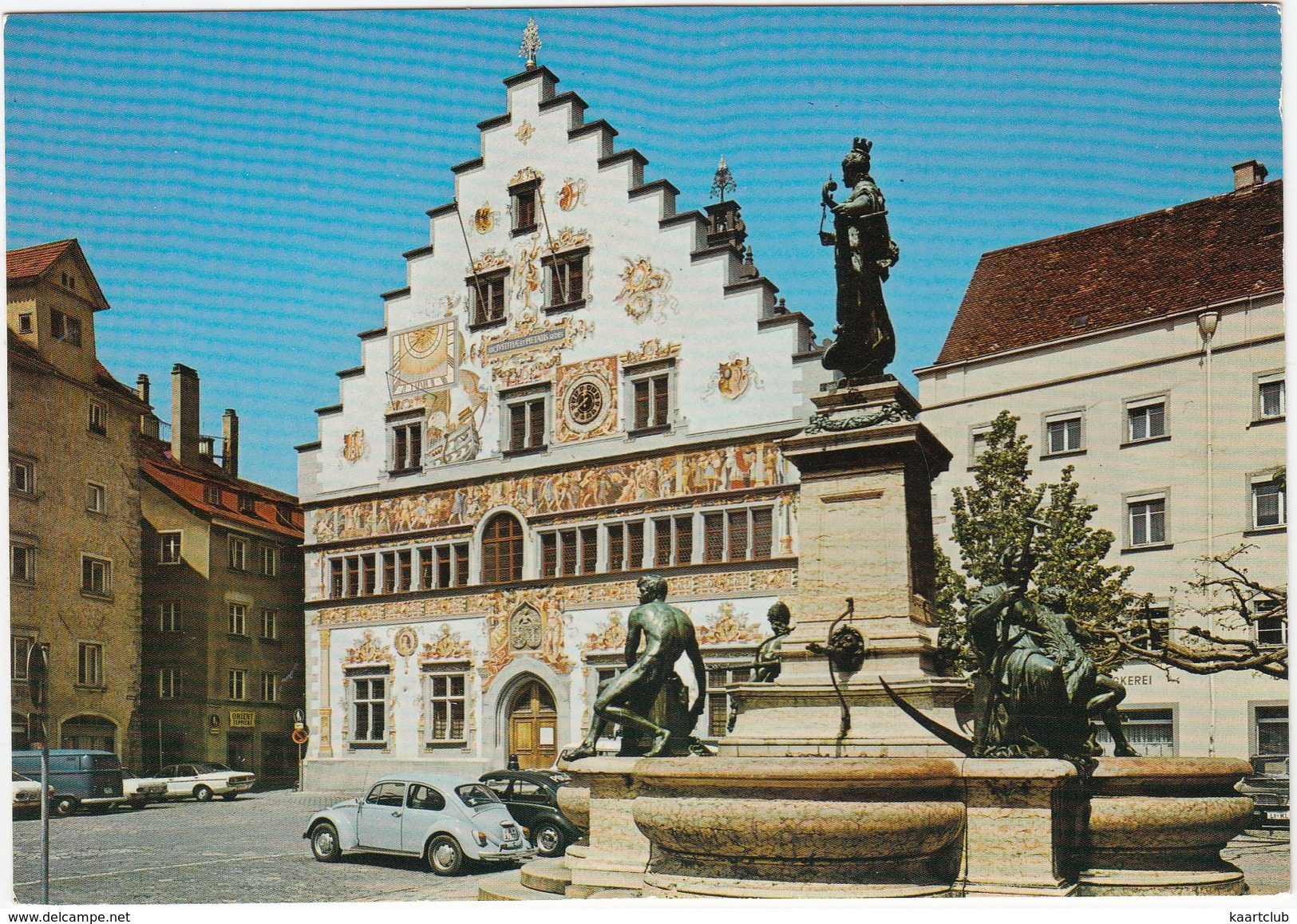 Lindau: VW T1-COMBI-BUS & 2x 1200 KÄFER/COX, FORD CONSUL/GRANADA - Historisches Rathaus, Lindaviabrunnen - (D) - PKW