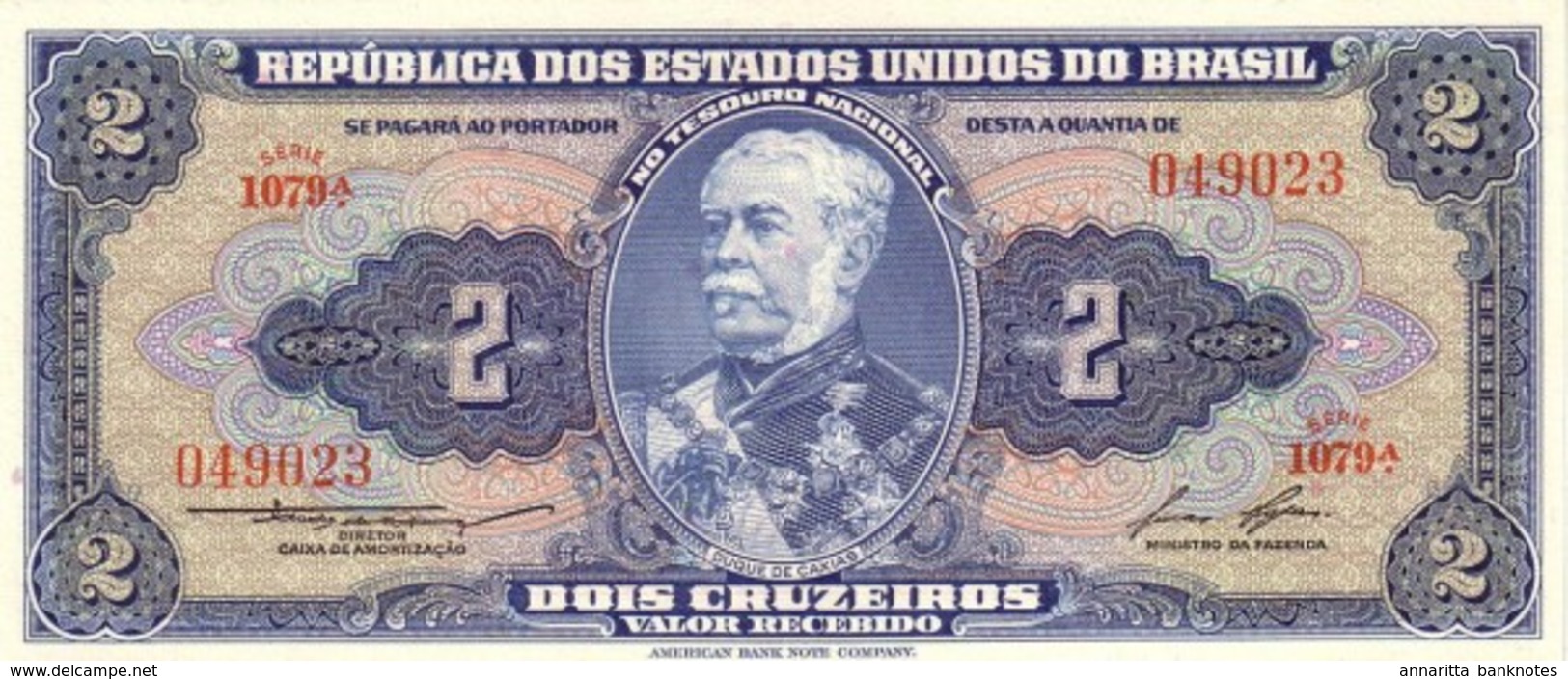 BRAZIL 2 CRUZEIROS ND (1958) P-151b UNC SIGN. LEMOS & LOPES [BR151b] - Brazil