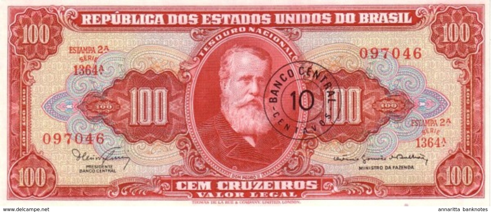 Brazil 10 Centavos ND (1967), Correct Spelling Of "MINISTRO" UNC (rare Grade), P-185b, BR805b - Brésil