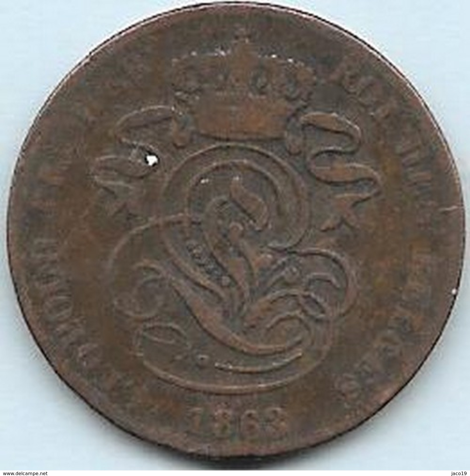 2 Centimes Cuivre Léopold I  1863 - 2 Cent