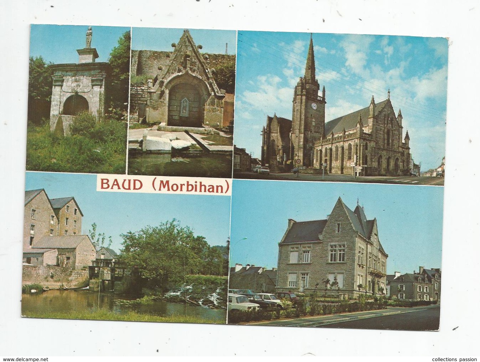 G-I-E , Cp , 56 , BAUD , Multi Vues , Voyagée 1982 , Ed : Du Gabier , N° 6 , Moulin De Quinipily - Baud