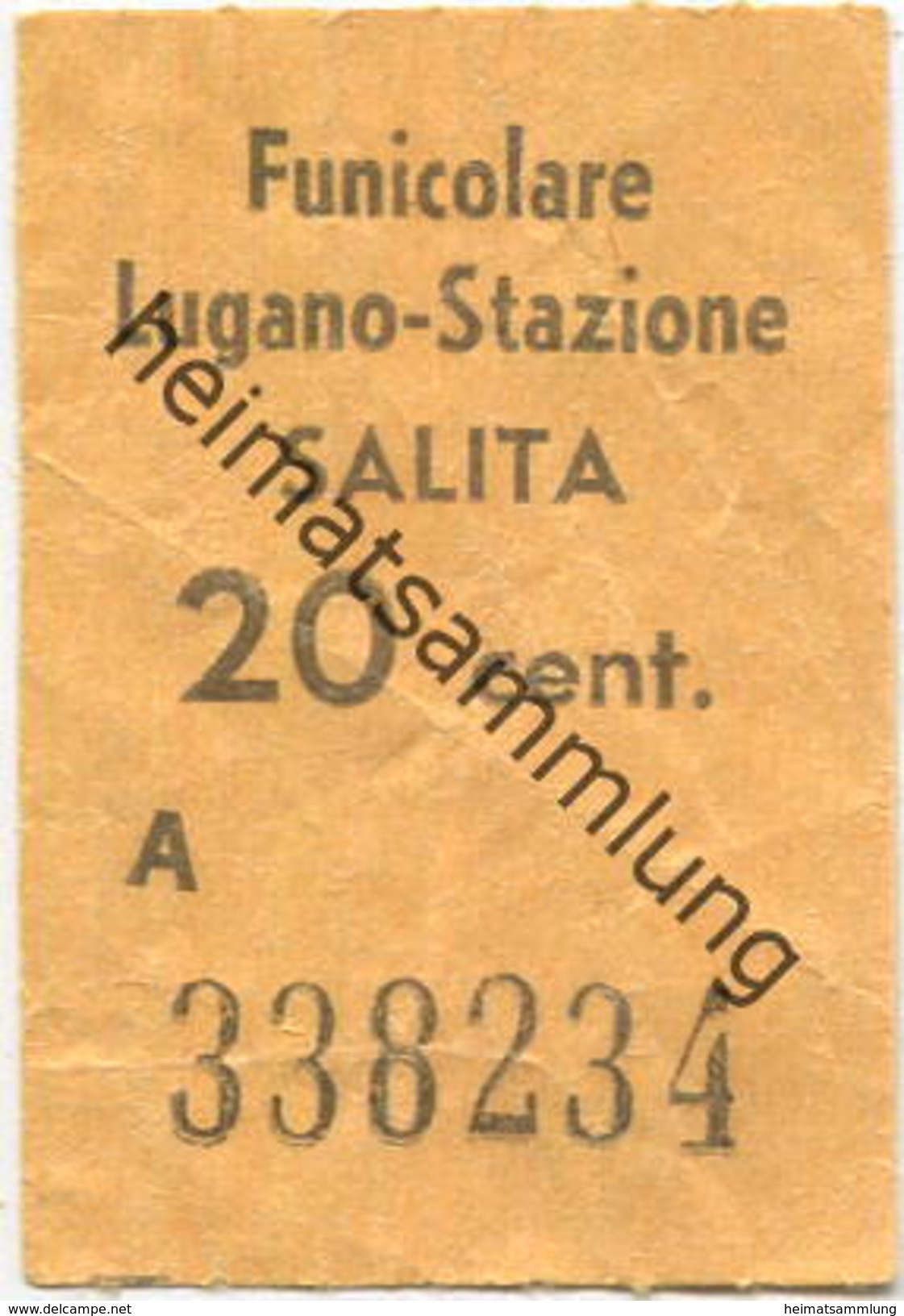 Schweiz - Funicolare Lugano-Stazione - Salita - Fahrschein - Europa