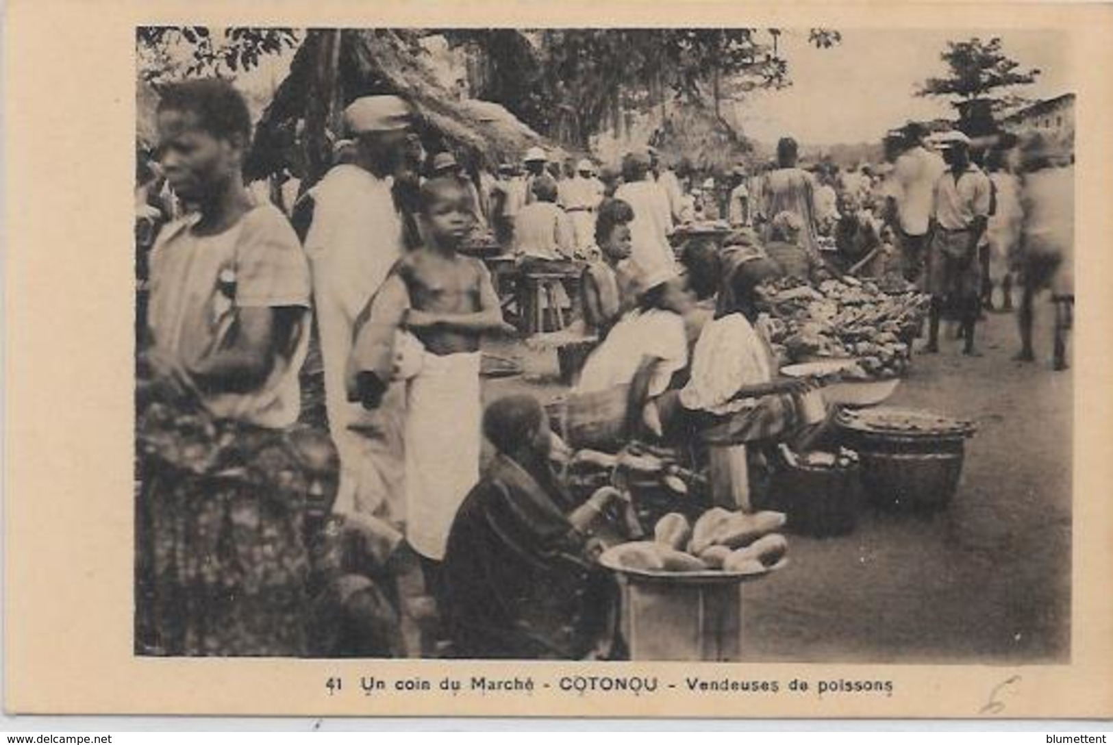 CPA DAHOMEY Afrique Noire écrite COTONOU Métier Marché - Dahome