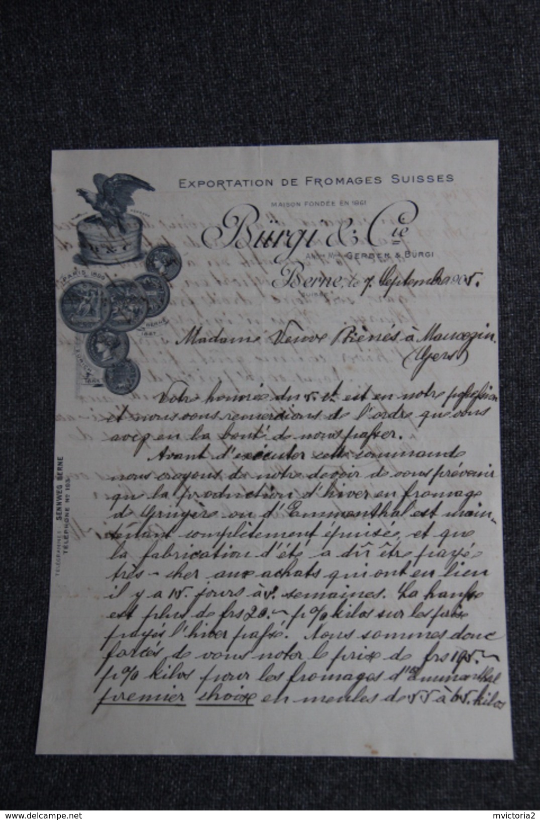 Lettre Ancienne - BERNE ,Exportation De Fromages Suisses , BURGI Et Cie. - Suisse