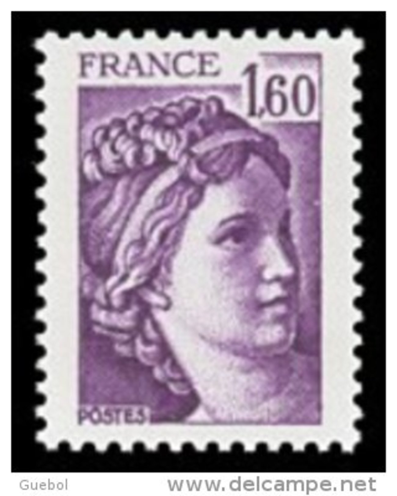 France N° 2060 D ** Sabine De Gandon  - Le 1.60 Fr Violet -  Variété Gomme Hollandaise - Nuovi